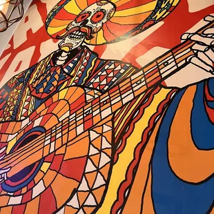 a mural in a mexican restaurant