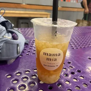 Pineapple tea with coconut jelly