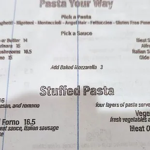 a menu for a restaurant