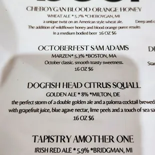 a menu for a restaurant