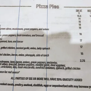 menu