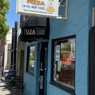 the front of the restaurant