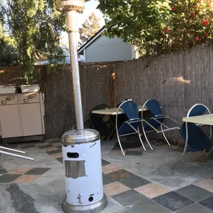 back a lot more seating on a nice day perfect there are standing heaters two.