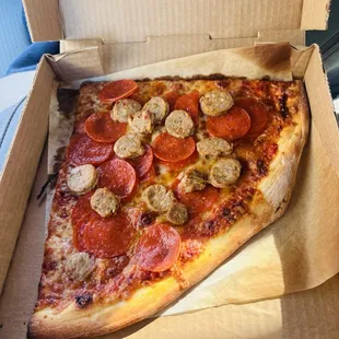 New York Style Pizza slice ... Pepperoni and Sausage !!!