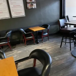 tables and chairs in a restaurant