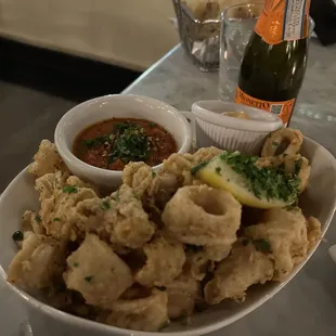 Fried Calamari Dinner was delicious and had the perfect sauces