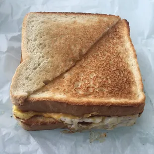Egg and cheese breakfast sandwich.