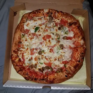 Their specialty Greek Pizza, absolutely one of the best tasting Pizzas ive had here, definitely worth the money!