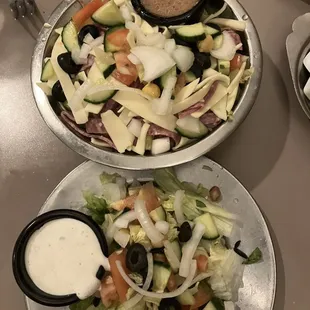 Insalta House Salad and Mama 's Antipasto Salad