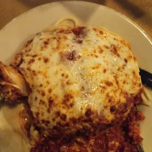 Chicken parm with meat sauce