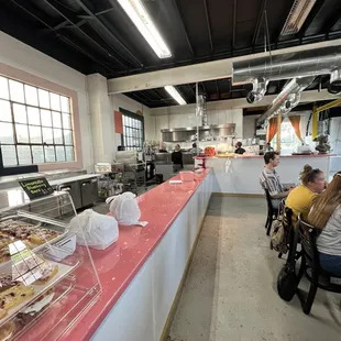 the interior of a bakery
