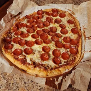 a pepperoni pizza