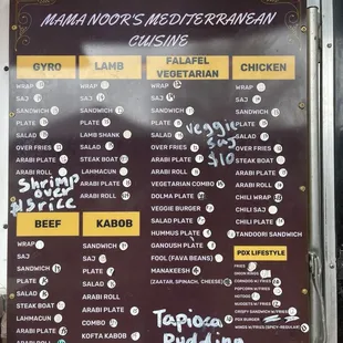 Menu price update March 2024