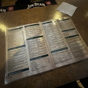 Menu as of January 2025