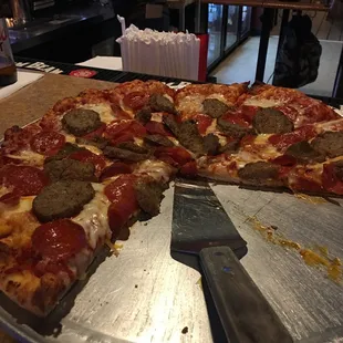 a half eaten pizza