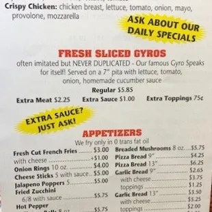 menu