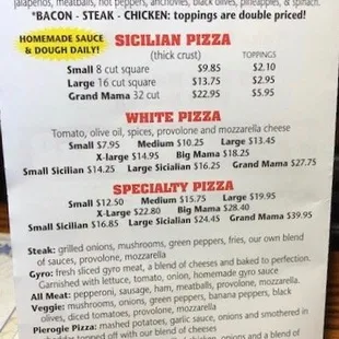 menu