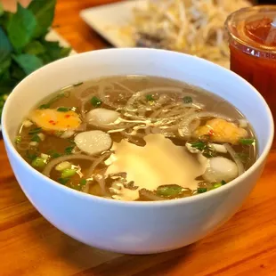 Seafood Pho and a Thai Iced Tea