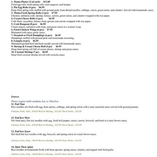 Here is their Menu from Facebook