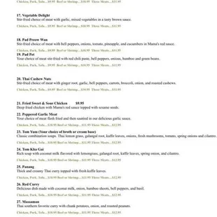 Here is their Menu from Facebook