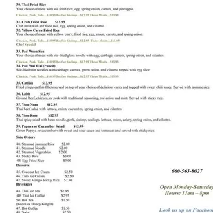 Here is their Menu from Facebook