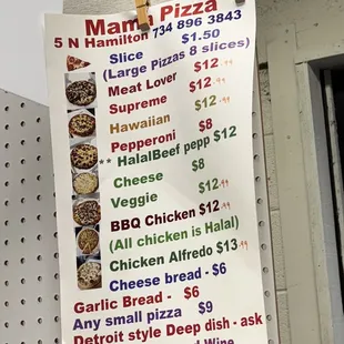 menu