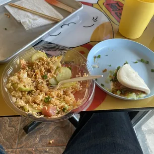 Tuna poke bowl! And their pork Bao