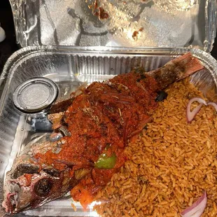 Red snapper and jollof rice