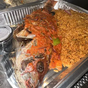 Red snapper and jollof rice