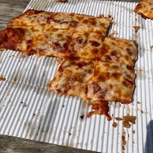 a half eaten pizza