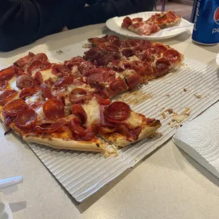 a slice of pepperoni pizza