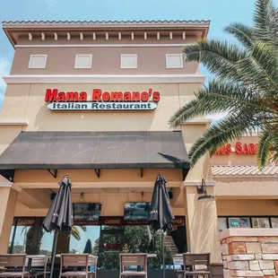 Front of restaurant and outside seating
