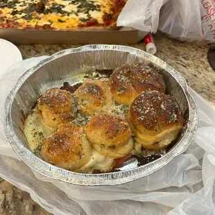 Cheese and pepperoni stuffed garlic knots
