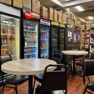 tables, chairs, and refrigerators