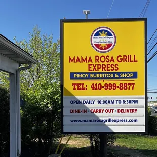a sign for mama rosa grill express