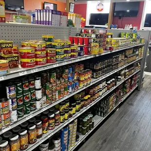 the shelves of a grocery store