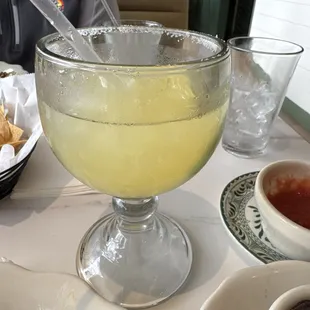Large house margarita. Wiped off the salt rim.