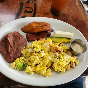 Eggs, beans &amp; plantains