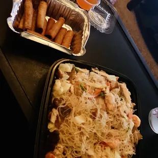 Delicious Lumpiang Shanghai &amp; Rice Noodles (Pancit Bihon)! Yum!