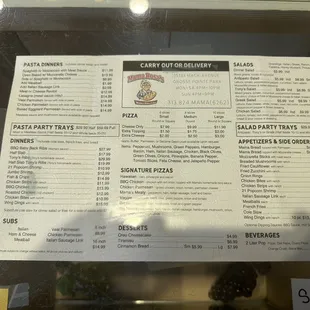menu