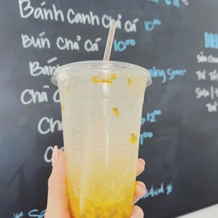 Soda chanh day (passionfruit soda) fresh passionfruit straight from the trees