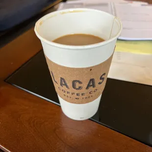 a cup of coffee on a table