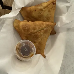 Vegetable Samosas- they were fresh, hand rolled, and tasted amazing!