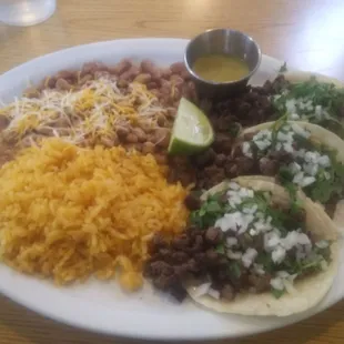 Carne Asada Taco Plate. 5 stars!