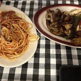 Chicken piazzioli and Spaghetti