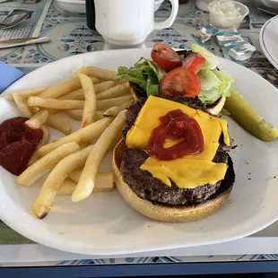 Regular cheeseburger to help cure my hangover, haha. Burger was good the fries weren&apos;t as crispy as I would have liked them to be.