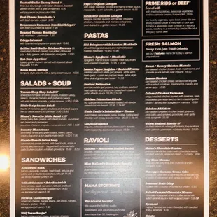 Menu as of 08/07/20