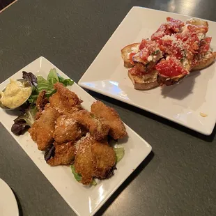 Crispy artichokes and Goat Cheese Bruschetta