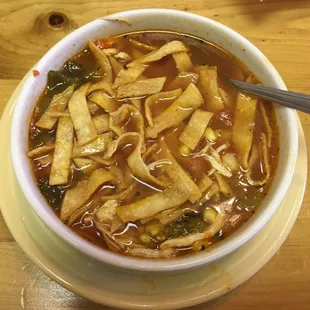The tortilla soup is delicious