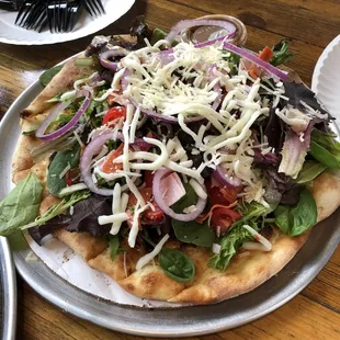Anti pasta salad served over garlic breadsticks. VERY fresh and amazing!